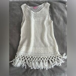 ❤️Lilly Pulitzer Open Knit Fringe Top EUC